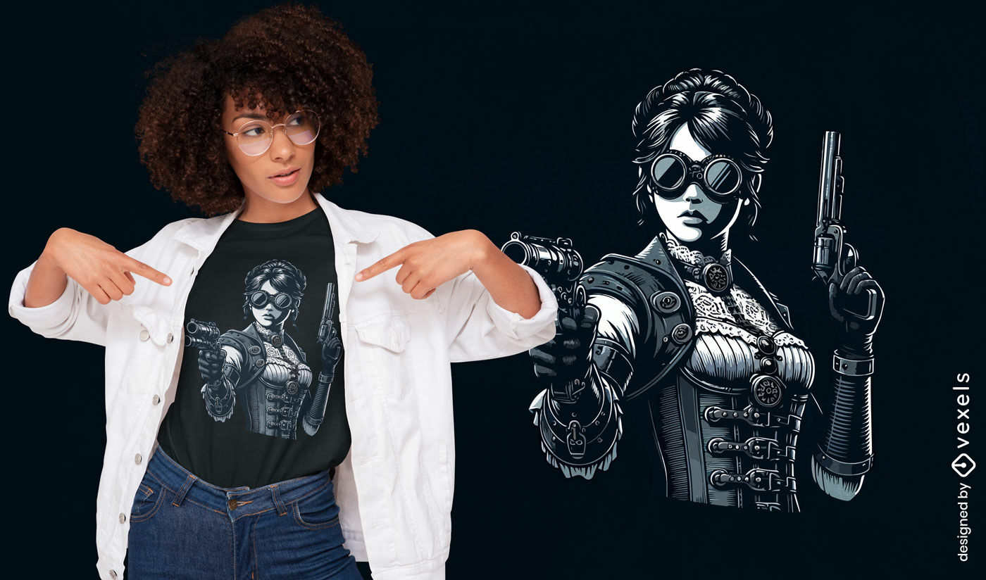 Diseño de camiseta de mujer steampunk