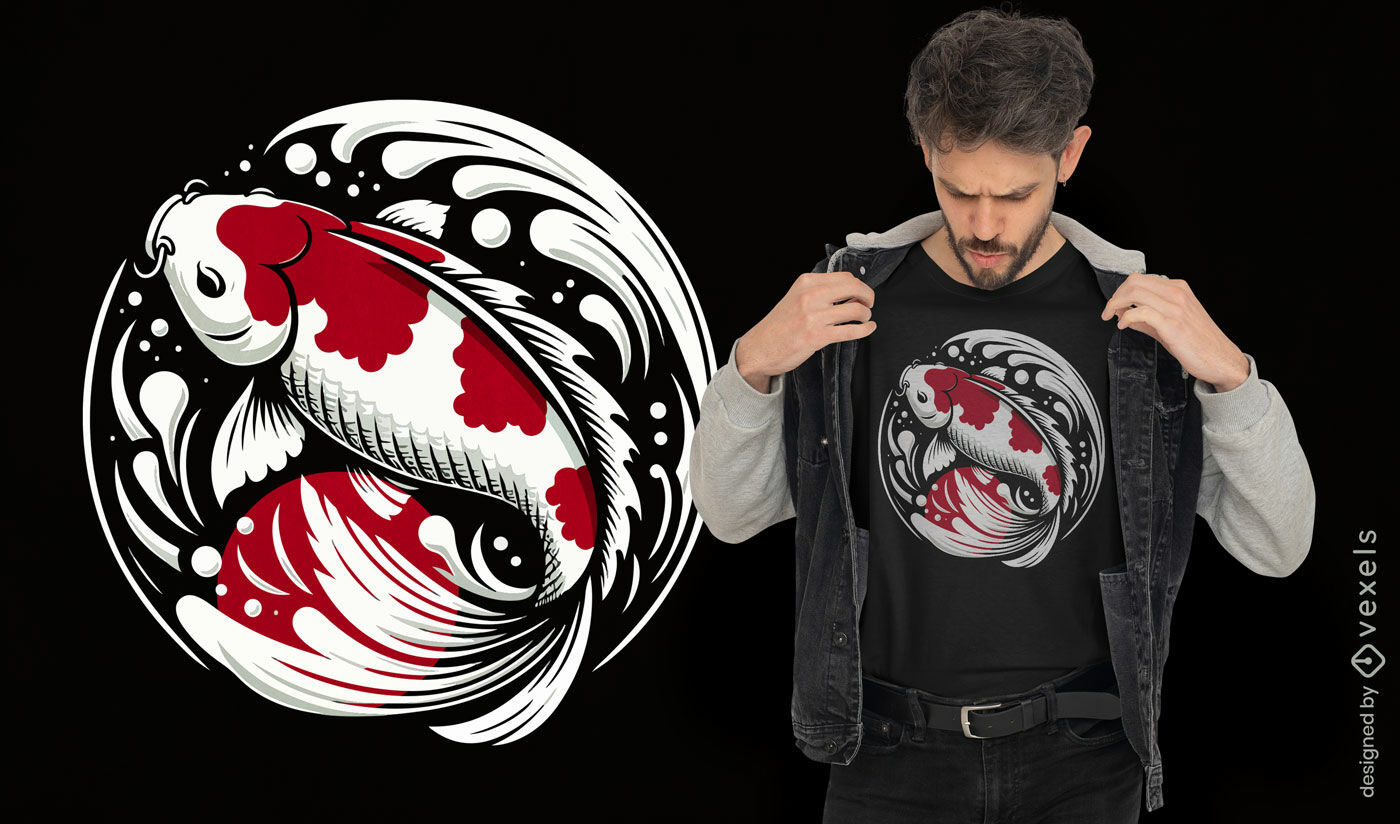 Japanese flowing koi fish t-shirt design