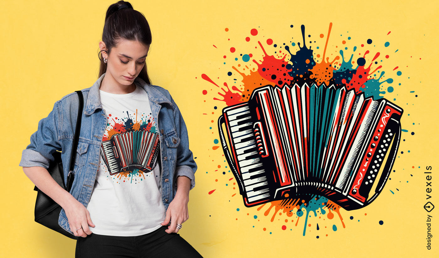 Colorful accordion splash t-shirt design