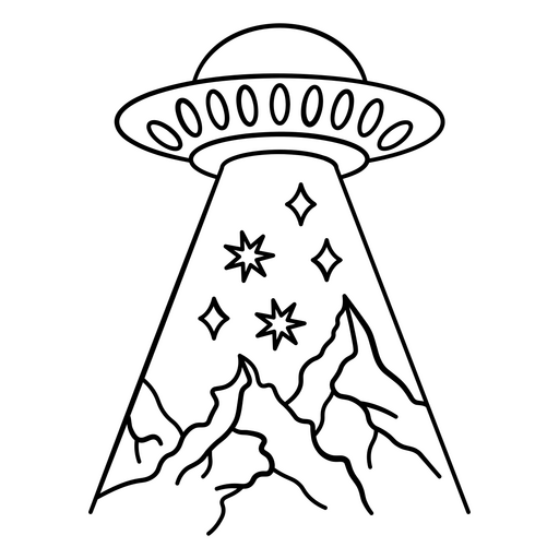 Design caprichoso de montanha de OVNI Desenho PNG