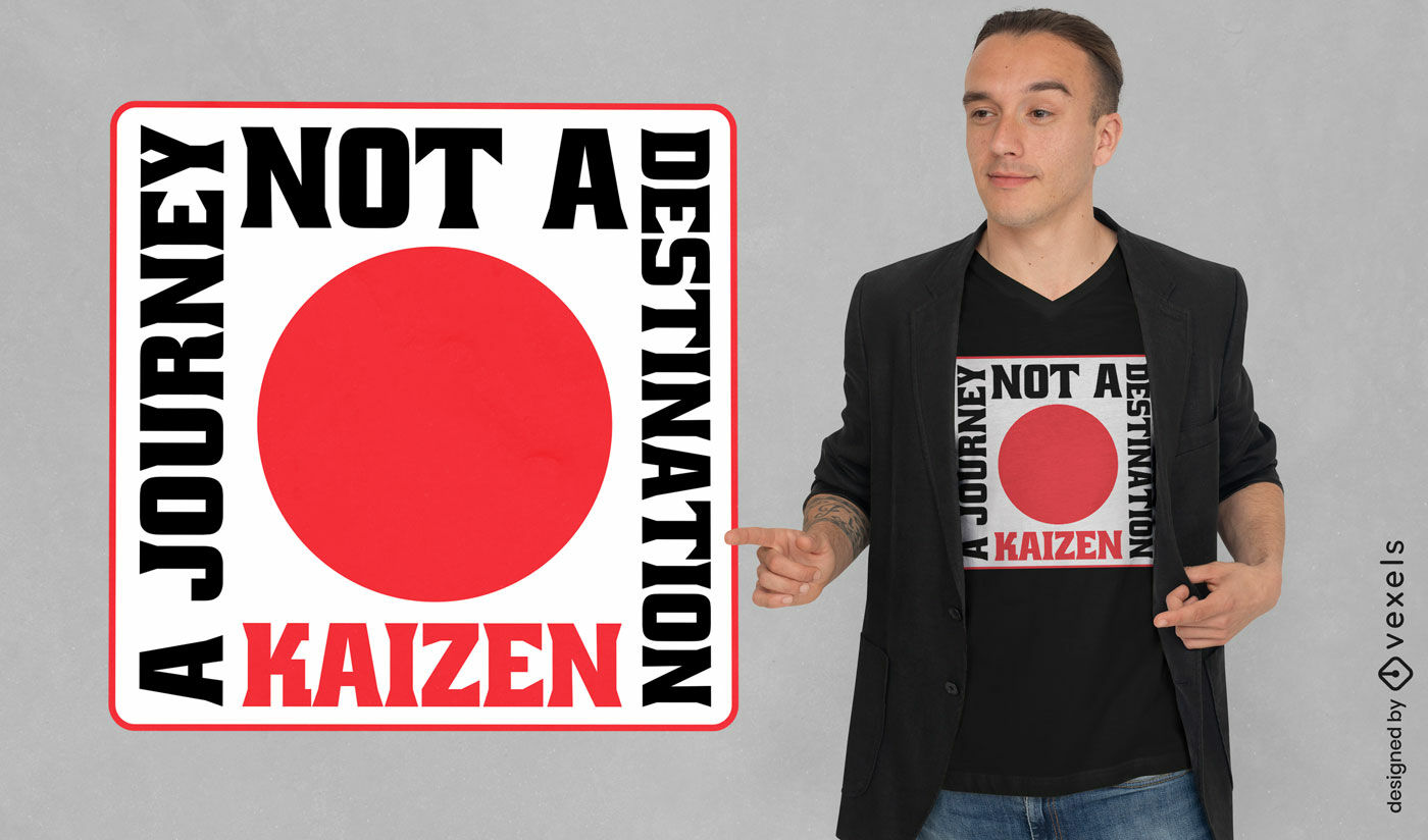 Design de camiseta motivacional sobre a jornada Kaizen