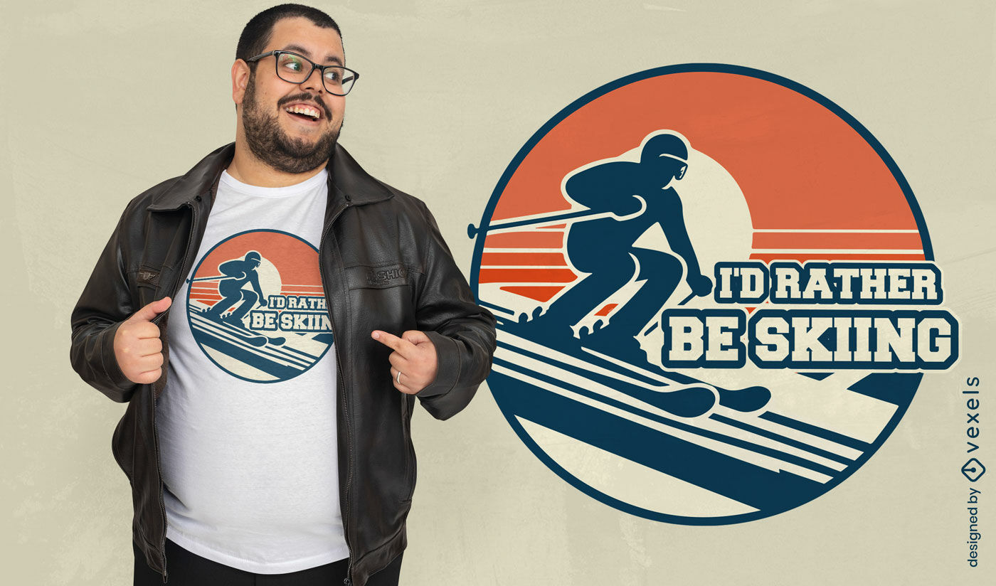 Retro skiing enthusiast t-shirt design