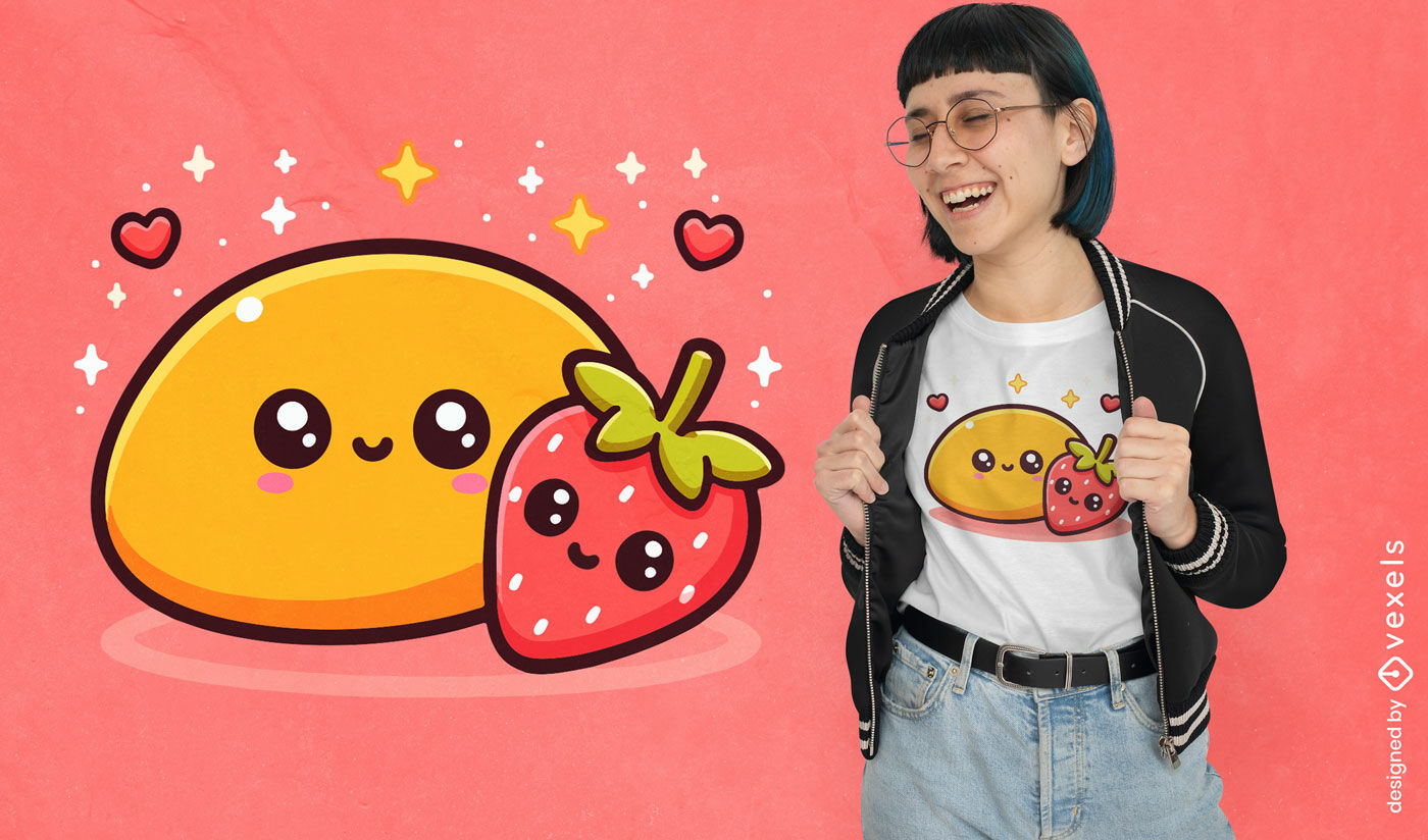 Design de camiseta com dupla de frutas kawaii