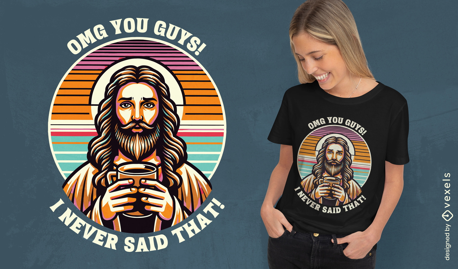 Design de camiseta com meme de café de Jesus