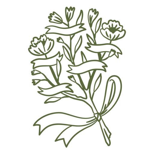 Design floral com folhas verdes e flores Desenho PNG