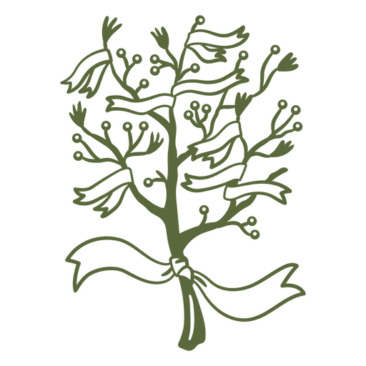 Árbol con hojas verdes y lazo.  Diseño PNG