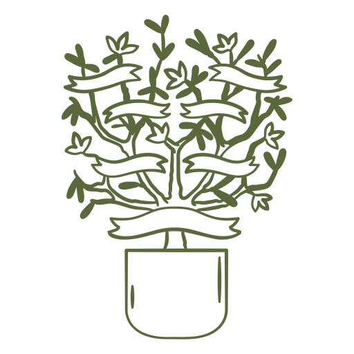 Green plant in a pot design PNG Design