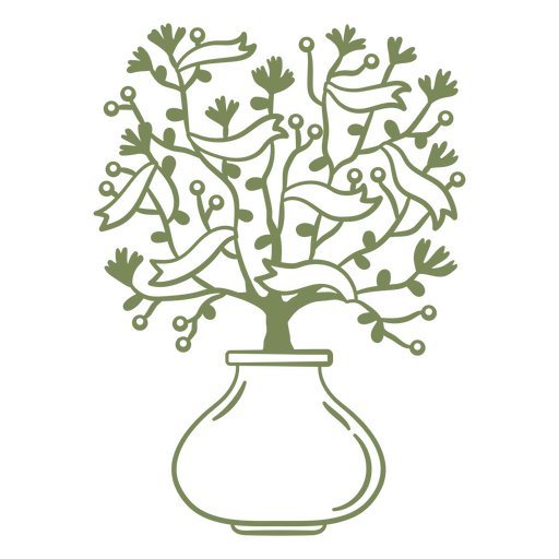 Green vase with branches  PNG Design