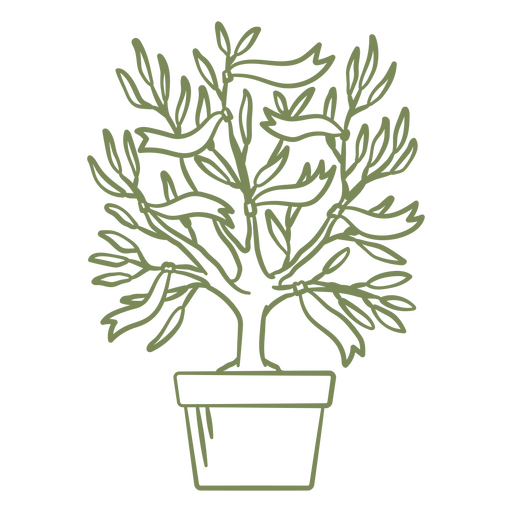 Green tree in a pot design PNG Design