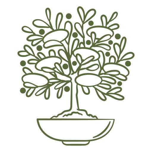 Green tree pot design PNG Design