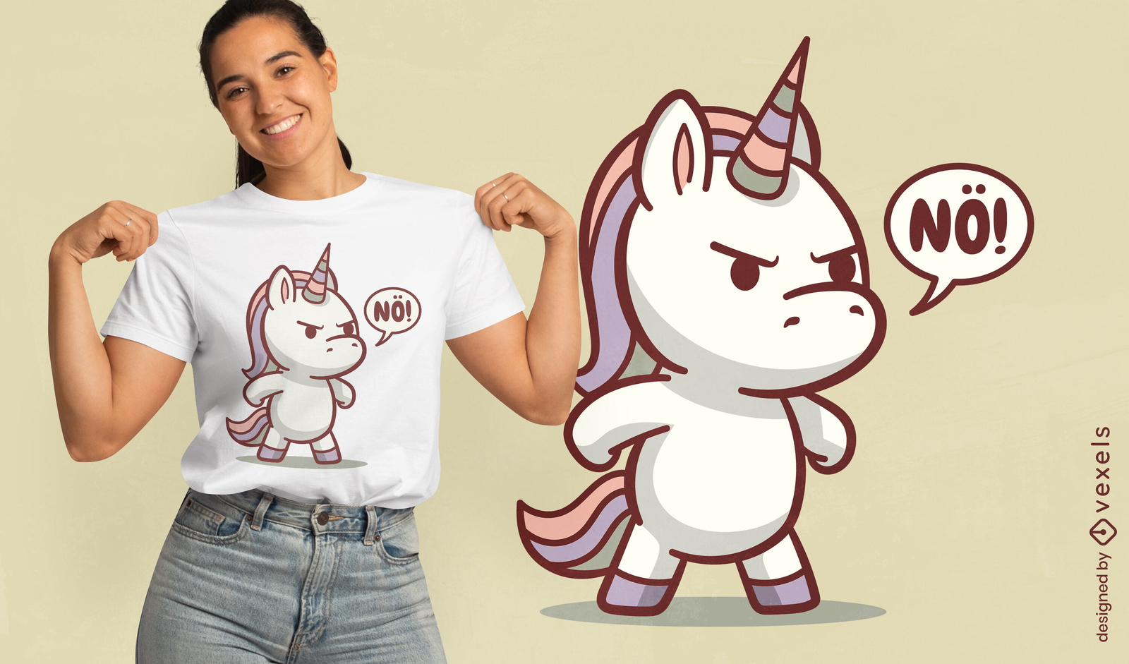 Diseño de camiseta de unicornio con negación gruñona