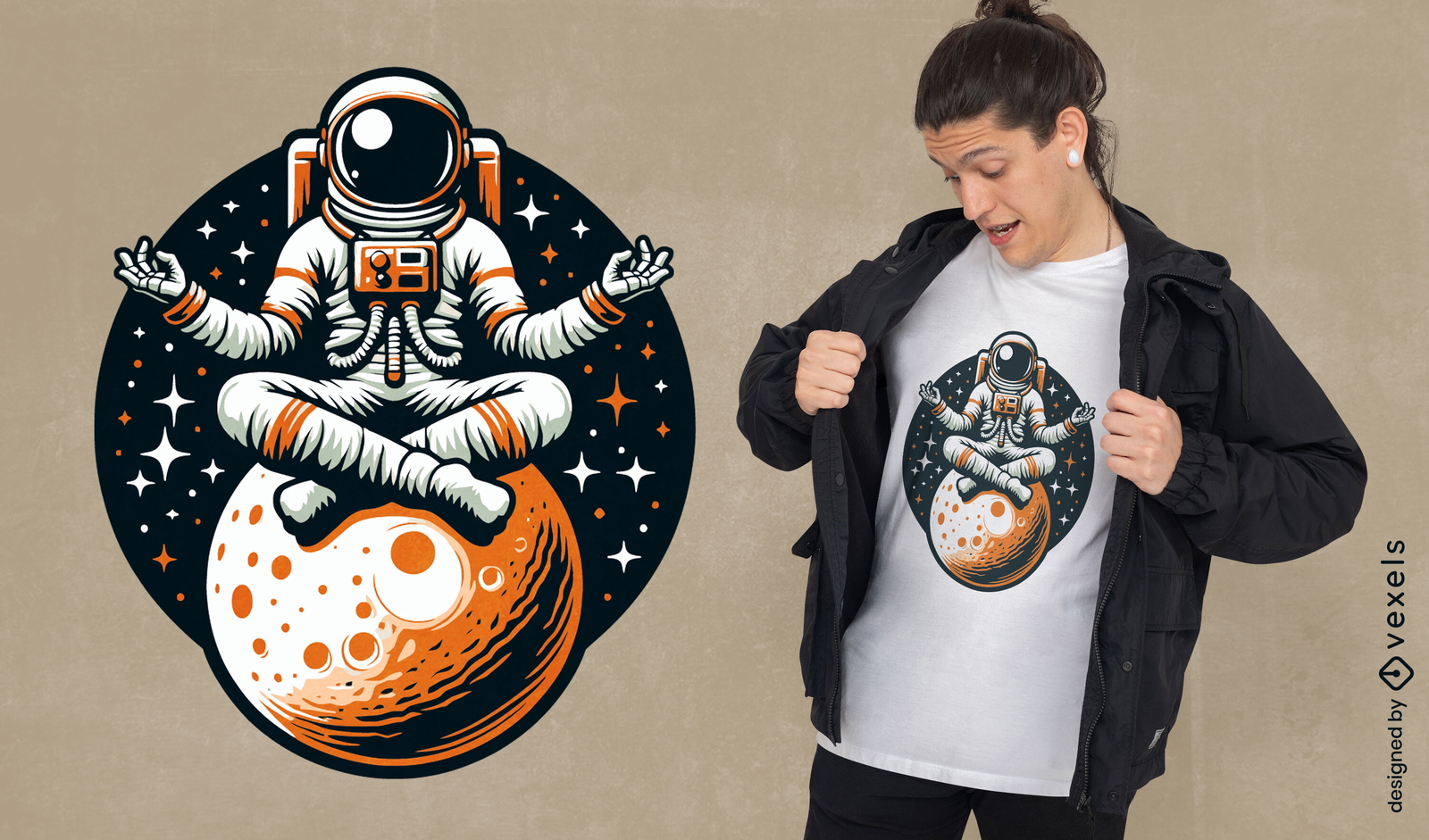 Diseño de camiseta de yoga de astronauta.