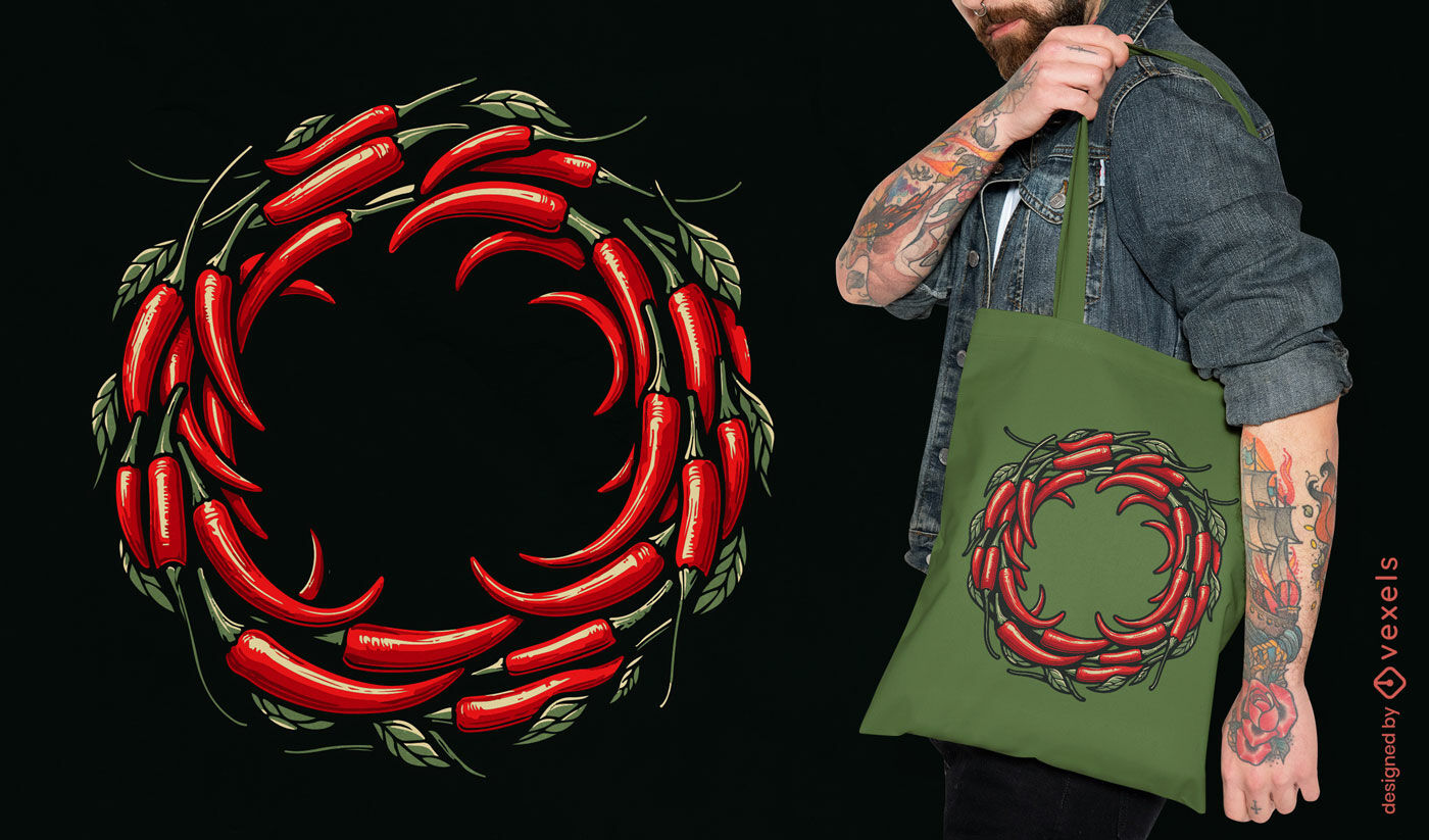 Design de bolsa tote com pimenta vermelha