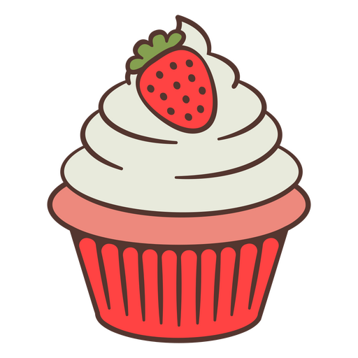 Cute strawberry cupcake design PNG Design