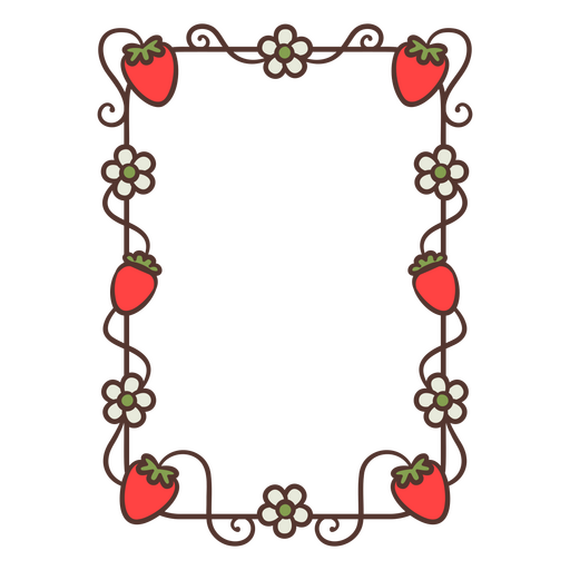 Strawberry and flowers design PNG Design