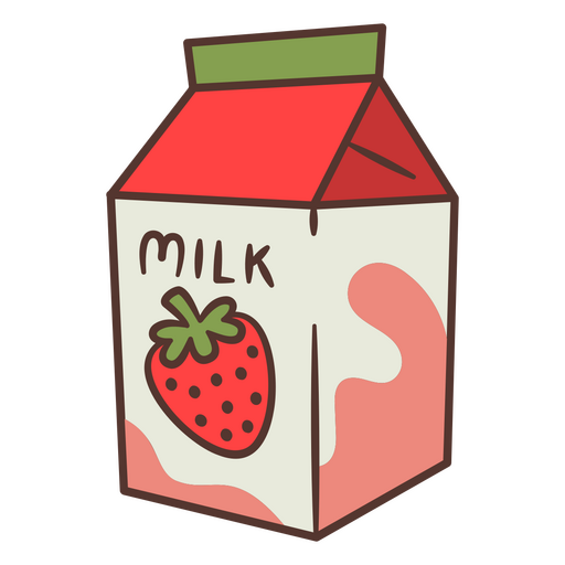 Cartoon strawberry milk design PNG Design