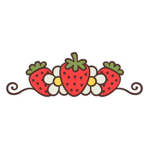 Diseño de fresas y margaritas Diseño PNG