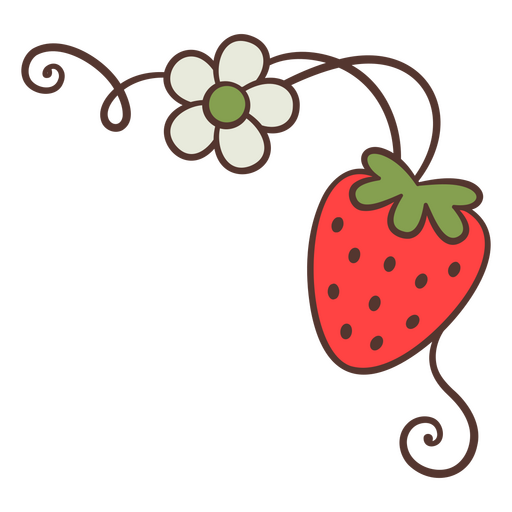 Design de moldura de morango e flor Desenho PNG