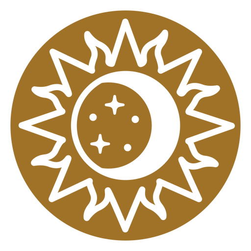 Design marrom sol e lua Desenho PNG