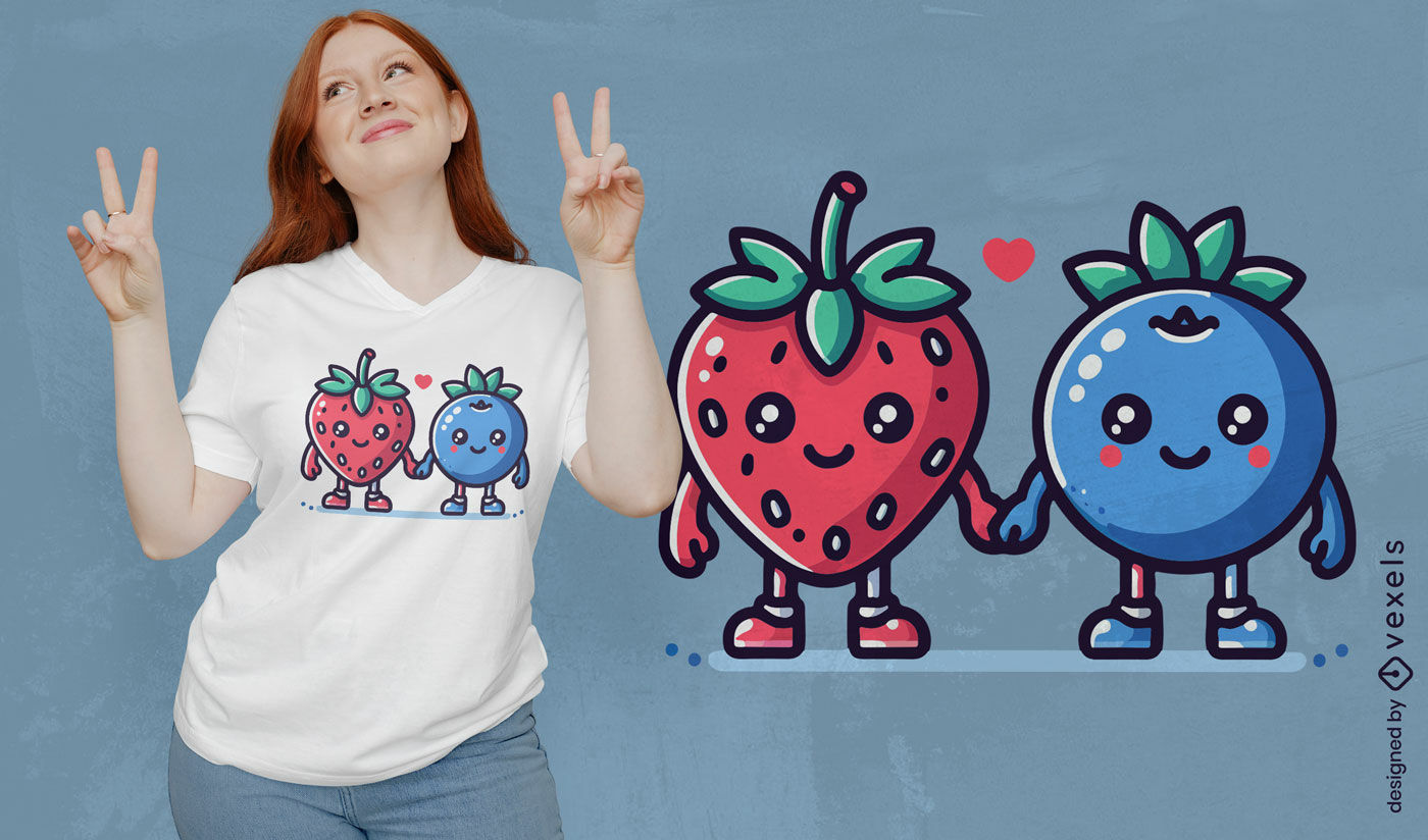 Design de camiseta com frutas e amor