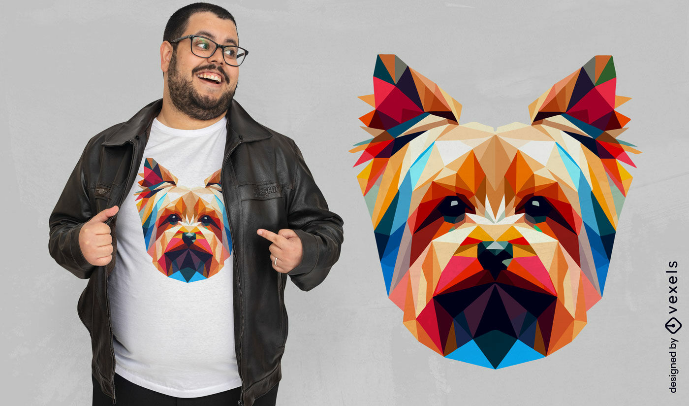 Diseño de camiseta con diseño geométrico de Yorkshire terrier