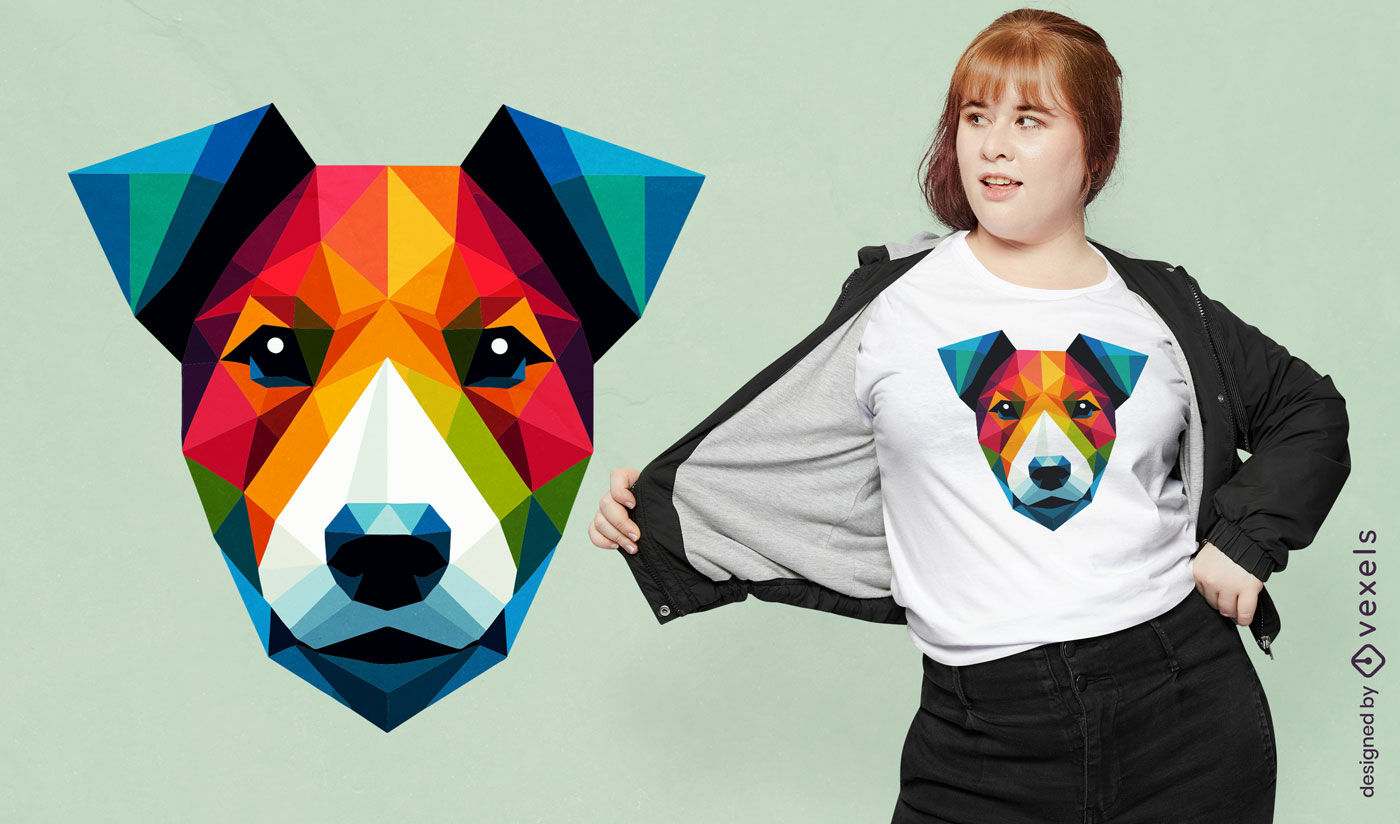 Diseño de camiseta con perro Jack Russell poligonal