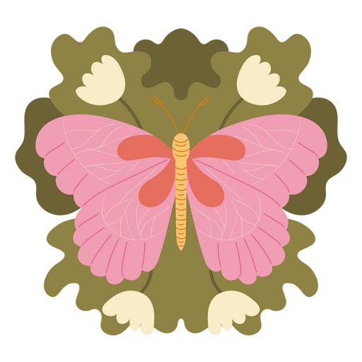 Design de borboleta rosa e laranja Desenho PNG