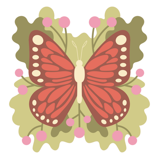 Ilustração vibrante de borboleta com fundo floral Desenho PNG