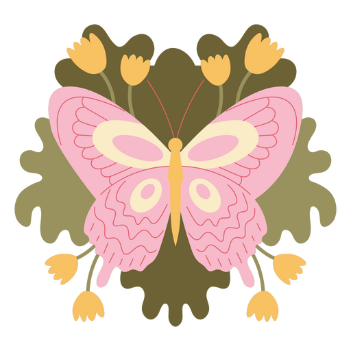 Baby pink and yellow butterfly design PNG Design