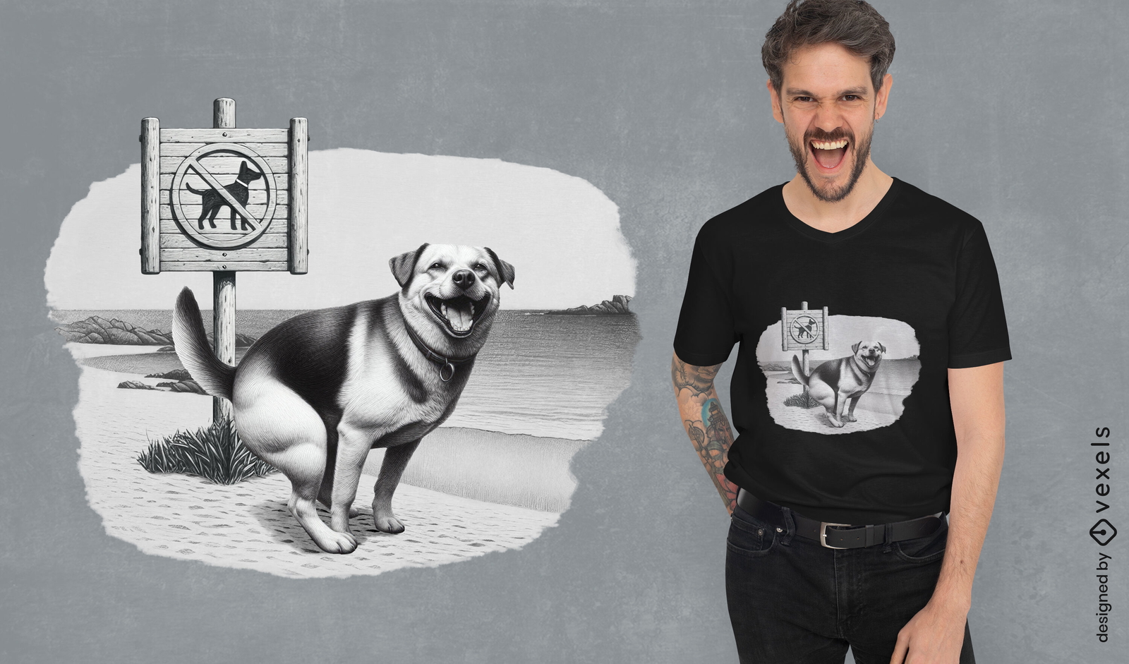 Design de camiseta com sinal de cachorro engraçado