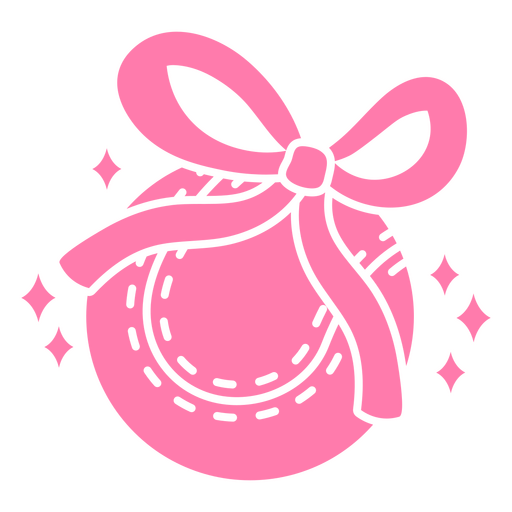 Pink bow baseball cut out design PNG Design