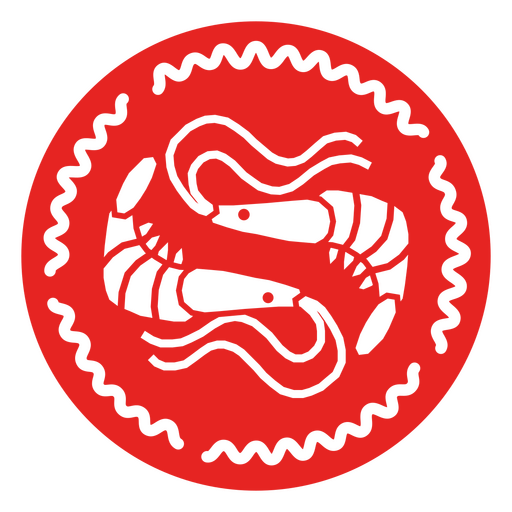 Red Shrimp Circular Emblem PNG Design