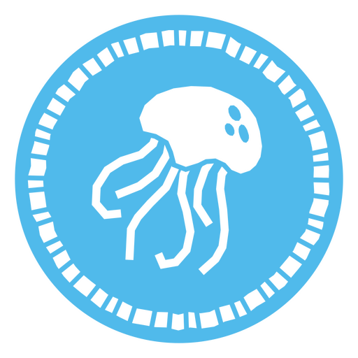 Blue Jellyfish Emblem with Border PNG Design