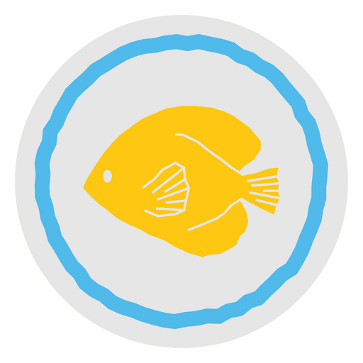 Emblema de peixe amarelo com borda azul Desenho PNG