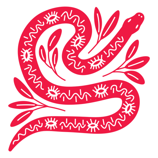 Diseño de serpiente roja y blanca.  Diseño PNG