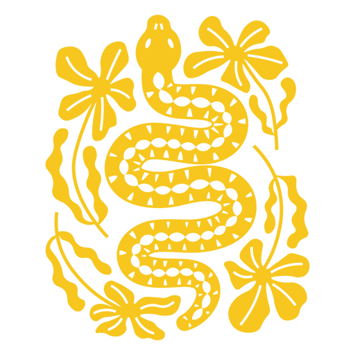 Desenho de cobra e flores Desenho PNG