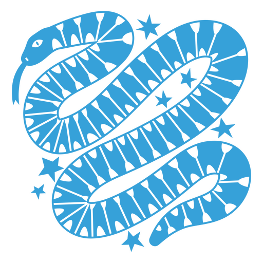 Desenho de cobra azul com estrelas Desenho PNG