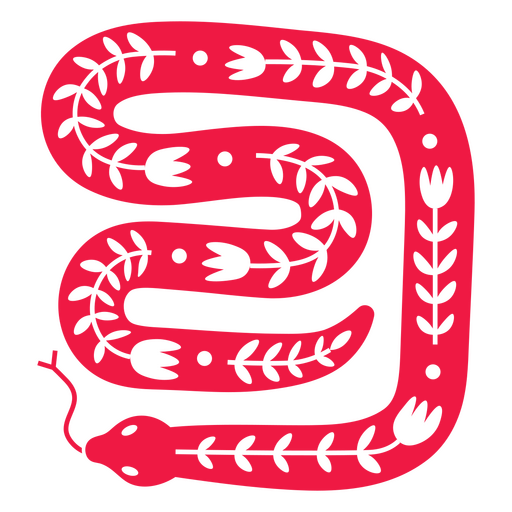 Desenho de cobra vermelha com padrão de flores Desenho PNG