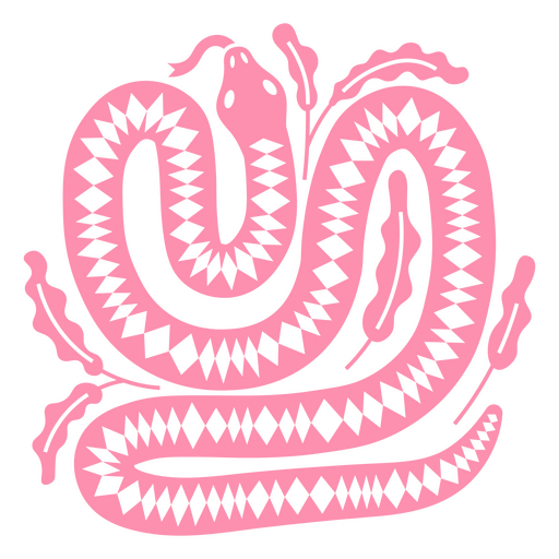 Pink sanke with leaves  PNG Design