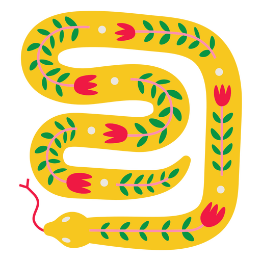 Diseño de serpiente amarilla y rosa. Diseño PNG