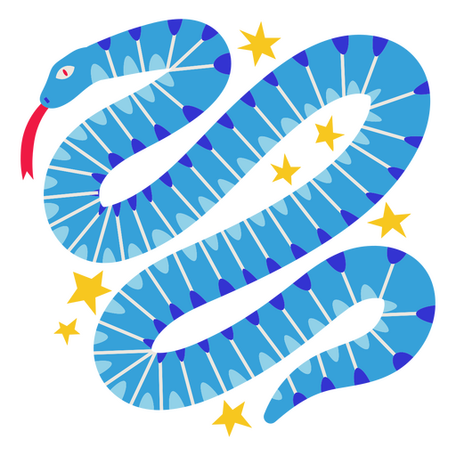 Desenho de cobra estrelada azul e branca Desenho PNG