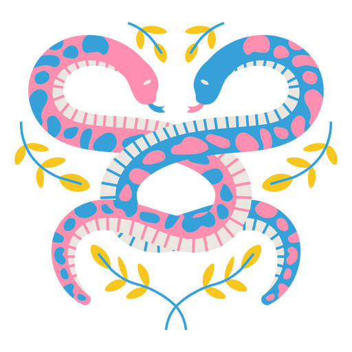 Ilustración de serpiente juguetona con colores vibrantes. Diseño PNG