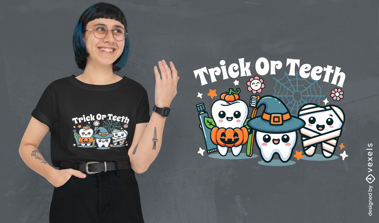 Trick or treat teeth t-shirt design