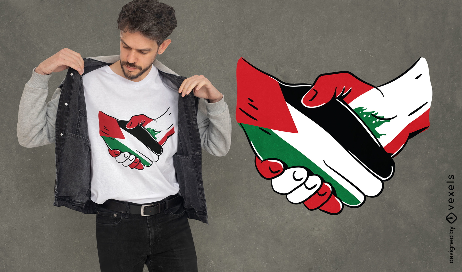 Diseño de camiseta de unidad Palestina-Líbano