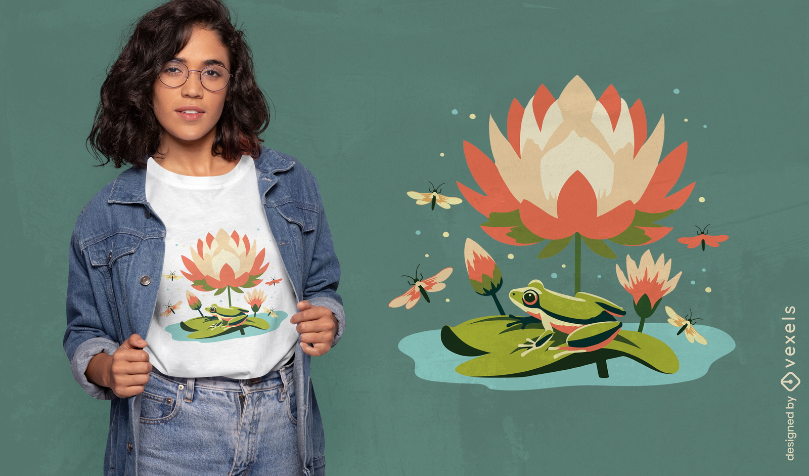 Flower and frog t-shirt design