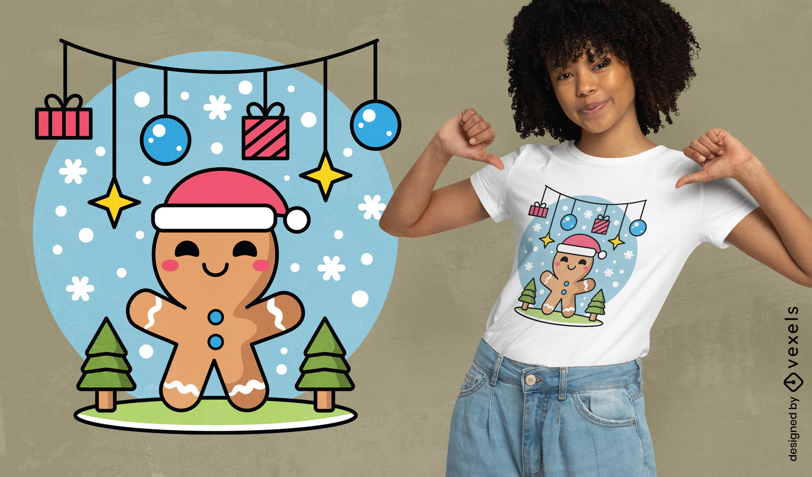 Christmas gingerbread cookie t-shirt design