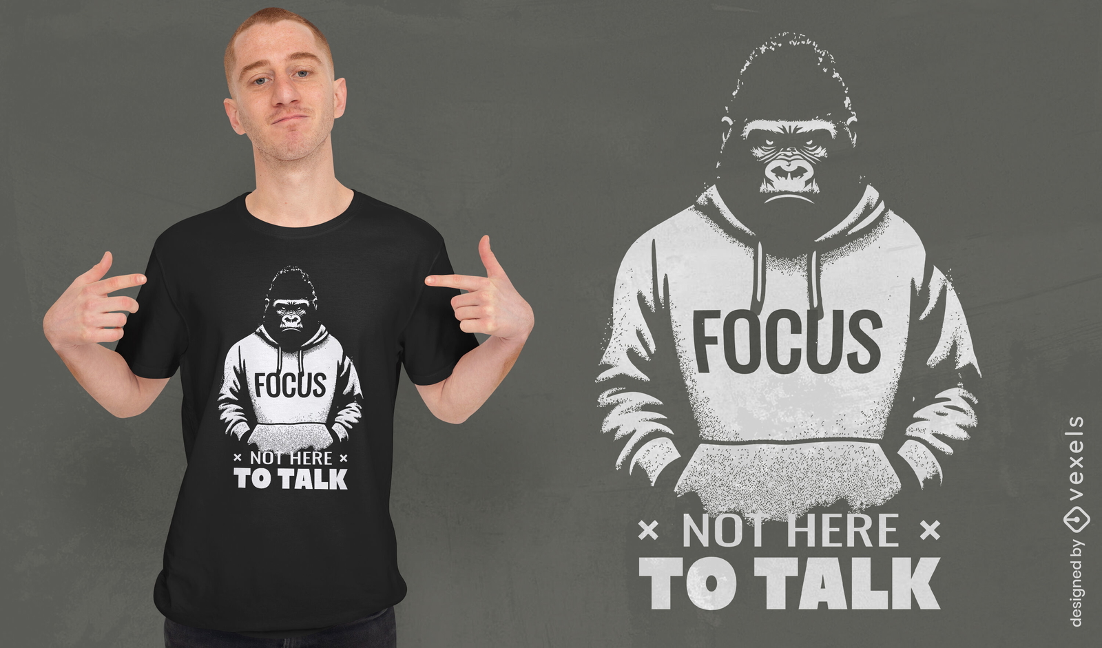 Diseño de camiseta Focus Gorilla