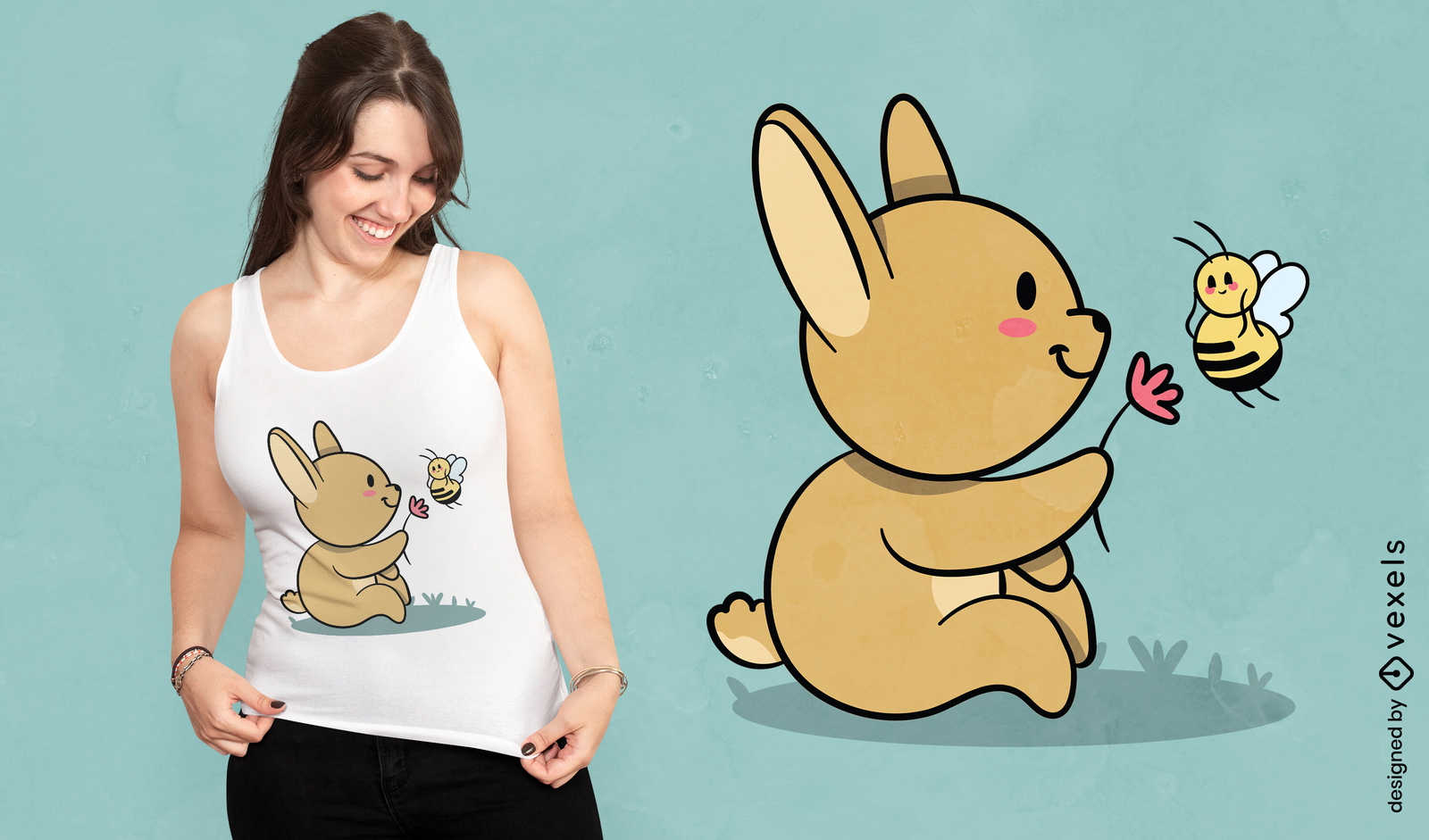 Hase und Biene T-Shirt Design