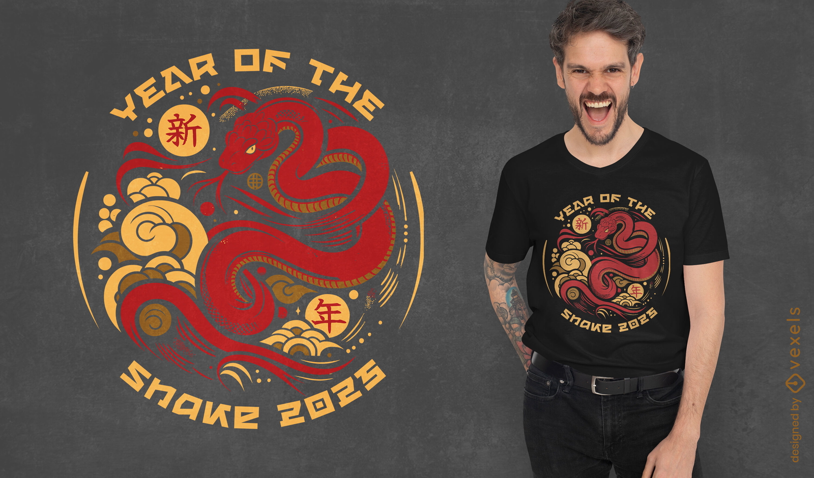 Design de camiseta do ano chinês da cobra 2025