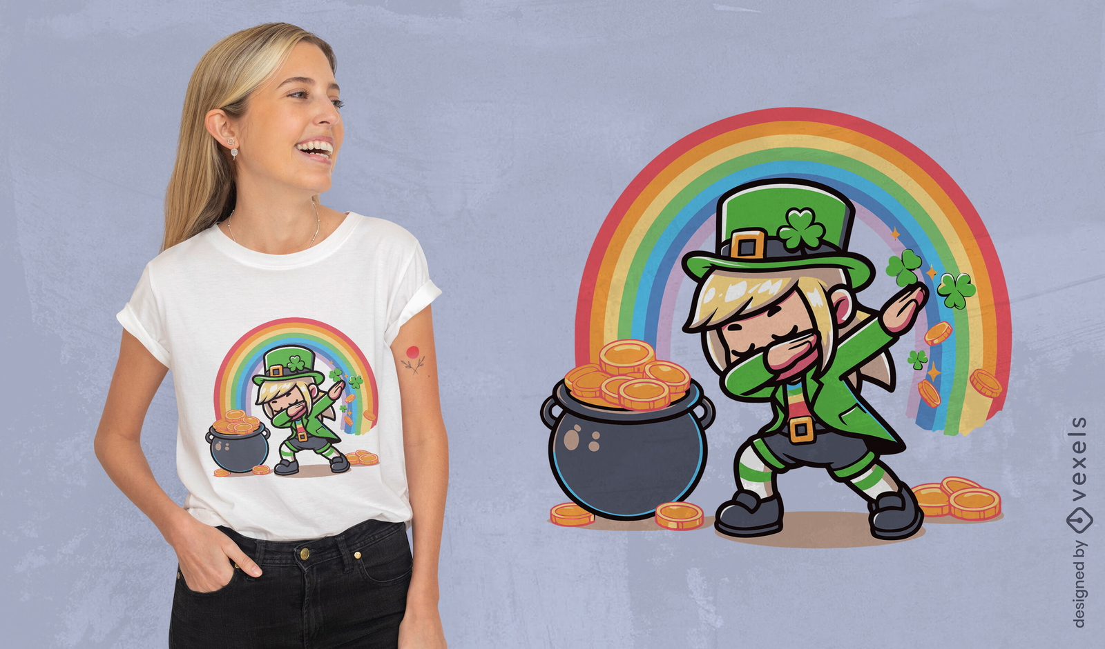 Dabbing leprechaun girl t-shirt design